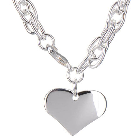 MexZotic Silver Necklace - Charm Necklace Solid Heart