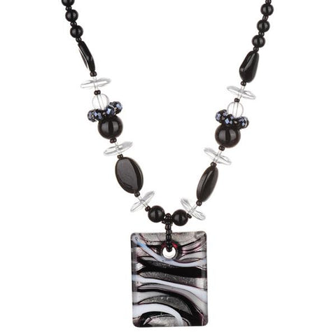 MexZotic Black Millefiori Glass Necklace